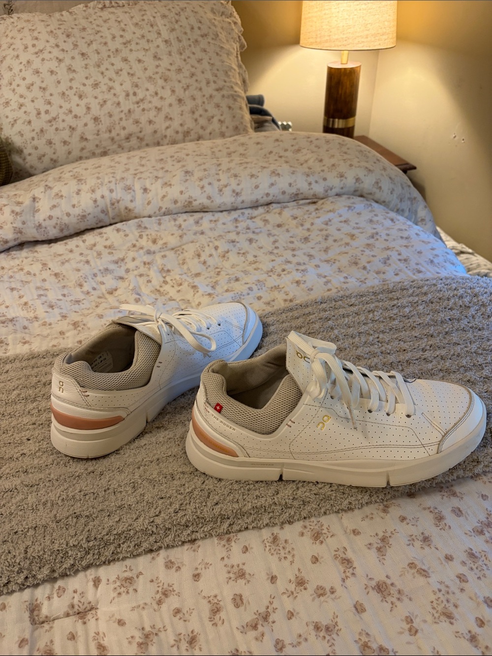 On Running Women's White Sneakers with Blush Heel Accent - Picture 14 of 16